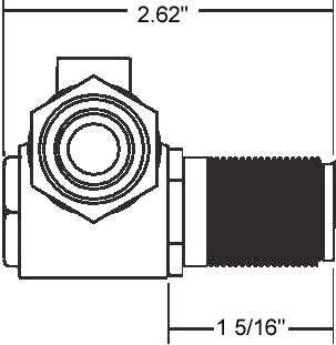 90 Degree Angle Adapter 7/8"- 18 Thread for Jones Motorola Tachometers .187 Female Sq. X .187 Male Sq. Tip